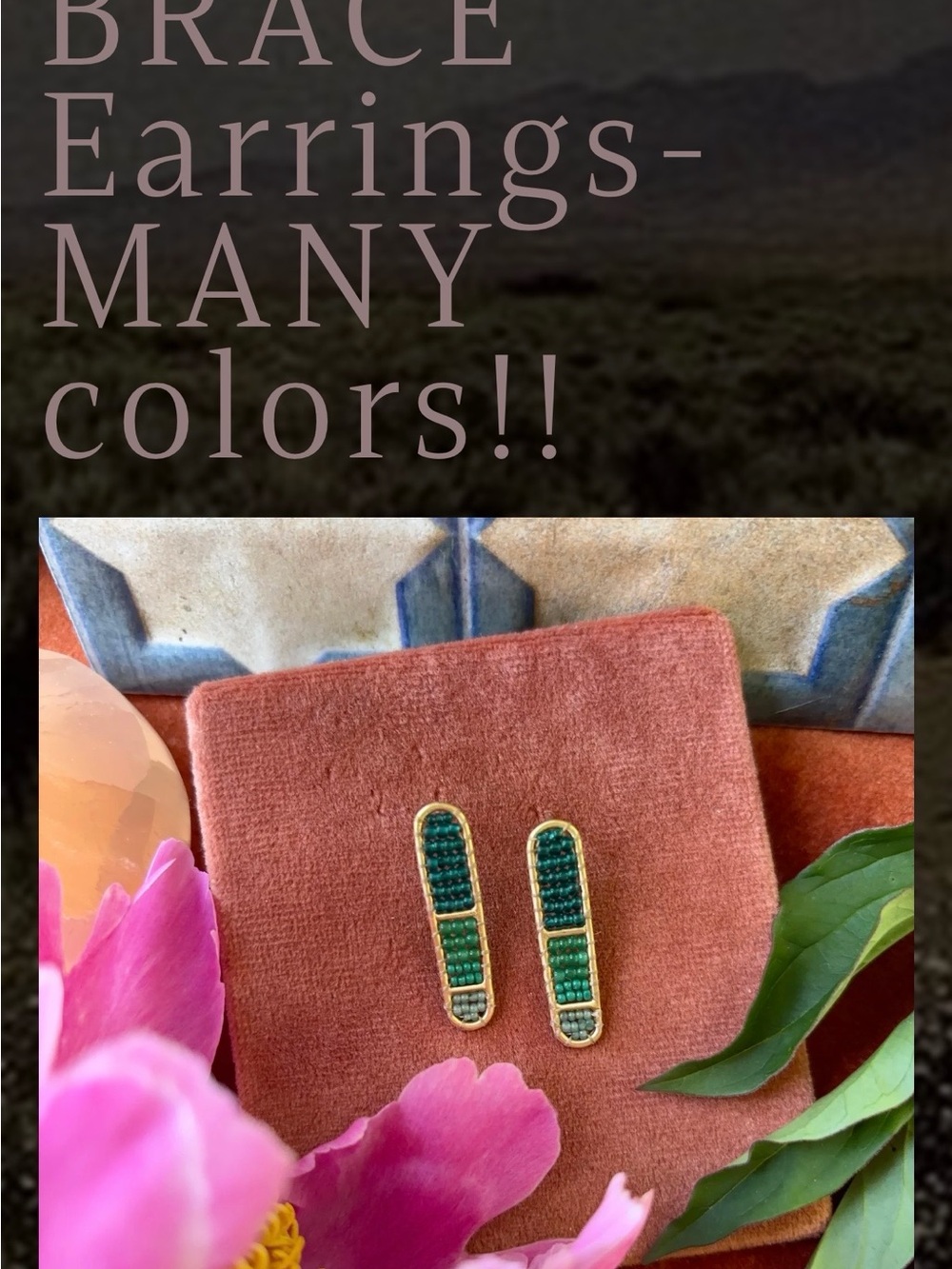 Green and Teal Alchemilla “Brace” Earrings